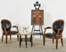 Pair of Neoclassical Style Black Leather Library Armchairs