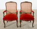 Set of Ten Country French Provincial Style Walnut Mohair Dining Chairs