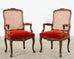 Set of Ten Country French Provincial Style Walnut Mohair Dining Chairs