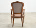 French Louis XVI Style Carved Walnut Cane Fauteuil Armchair