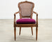 French Louis XVI Style Carved Walnut Cane Fauteuil Armchair