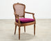 French Louis XVI Style Carved Walnut Cane Fauteuil Armchair