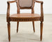 French Louis XVI Style Carved Walnut Cane Fauteuil Armchair