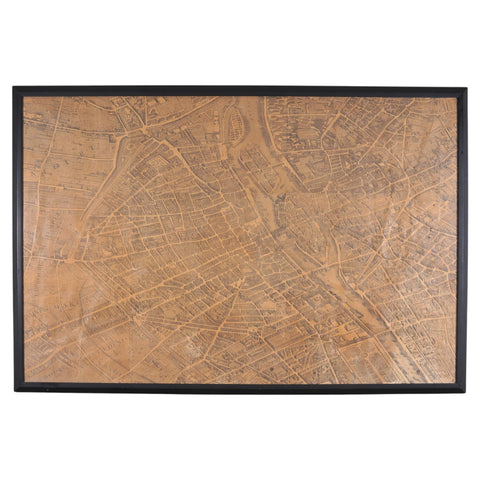 Framed Bird's Eye Map of Paris After Michel-Étienne Turgot 8 Ft