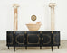 Grand Louis XVI Style Marble Top Ebonized Sideboard Buffet