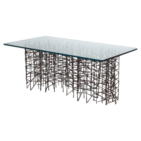 Marc Weinstein Attributed Brutalist Welded Nails Cocktail Table

