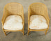 Pair of McGuire Caned Rattan Toboggan Barrel Back Dining Armchairs
