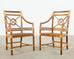 Set of Six McGuire Rattan Target Design Dining Chairs