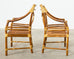 Set of Six McGuire Rattan Target Design Dining Chairs