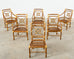 Set of Six McGuire Rattan Target Design Dining Chairs