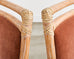 Pair of McGuire Cerused Rattan Mohair Library Armchairs