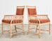 Pair of McGuire Cerused Rattan Mohair Library Armchairs