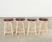 Set of Four McGuire Organic Modern Lacquered Rattan Bar Stools