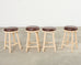 Set of Four McGuire Organic Modern Lacquered Rattan Bar Stools