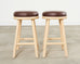 Set of Four McGuire Organic Modern Lacquered Rattan Bar Stools