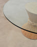 McGuire Labeled Organic Modern Cerused Rattan Glass Dining Table