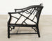 McGuire Rattan Chinese Chippendale Lacquered Lounge Chair