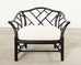McGuire Rattan Chinese Chippendale Lacquered Lounge Chair