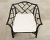 McGuire Rattan Chinese Chippendale Lacquered Lounge Chair
