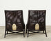 Pair of Barbara Barry for McGuire Caned Lounge Chairs and Ottoman