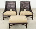 Pair of Barbara Barry for McGuire Caned Lounge Chairs and Ottoman