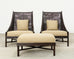 Pair of Barbara Barry for McGuire Caned Lounge Chairs and Ottoman
