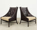 Pair of Barbara Barry for McGuire Caned Lounge Chairs and Ottoman