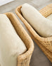 Pair of McGuire Wicker Rattan Lounge Chairs and Ottoman