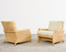 Pair of McGuire Wicker Rattan Lounge Chairs and Ottoman