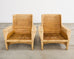 Pair of McGuire Wicker Rattan Lounge Chairs and Ottoman