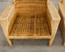 Pair of McGuire Wicker Rattan Lounge Chairs and Ottoman