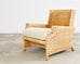 Pair of McGuire Wicker Rattan Lounge Chairs and Ottoman