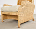 Pair of McGuire Wicker Rattan Lounge Chairs and Ottoman