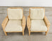 Pair of McGuire Wicker Rattan Lounge Chairs and Ottoman