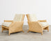 Pair of McGuire Wicker Rattan Lounge Chairs and Ottoman