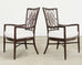Set of Four Barbara Barry Rattan Script Dining Chairs