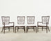 Set of Four Barbara Barry Rattan Script Dining Chairs