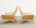 Pair of McGuire Organic Modern Cerused Rattan Lounge Chairs