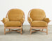 Pair of McGuire Organic Modern Cerused Rattan Lounge Chairs