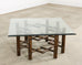 McGuire Organic Modern Rattan Brass Lattice Cocktail Table