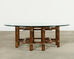 McGuire Organic Modern Lattice Rattan Brass Glass Cocktail Table
