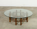 McGuire Organic Modern Lattice Rattan Brass Glass Cocktail Table