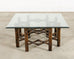 McGuire Organic Modern Rattan Brass Lattice Cocktail Table