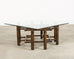 McGuire Organic Modern Rattan Brass Lattice Cocktail Table