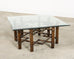 McGuire Organic Modern Rattan Brass Lattice Cocktail Table