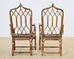 Set of Eight McGuire High Back Rattan Cathedral Dining Chairs