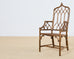 Set of Eight McGuire High Back Rattan Cathedral Dining Chairs