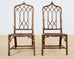 Set of Eight McGuire High Back Rattan Cathedral Dining Chairs