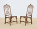 Set of Eight McGuire High Back Rattan Cathedral Dining Chairs