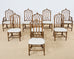 Set of Eight McGuire High Back Rattan Cathedral Dining Chairs